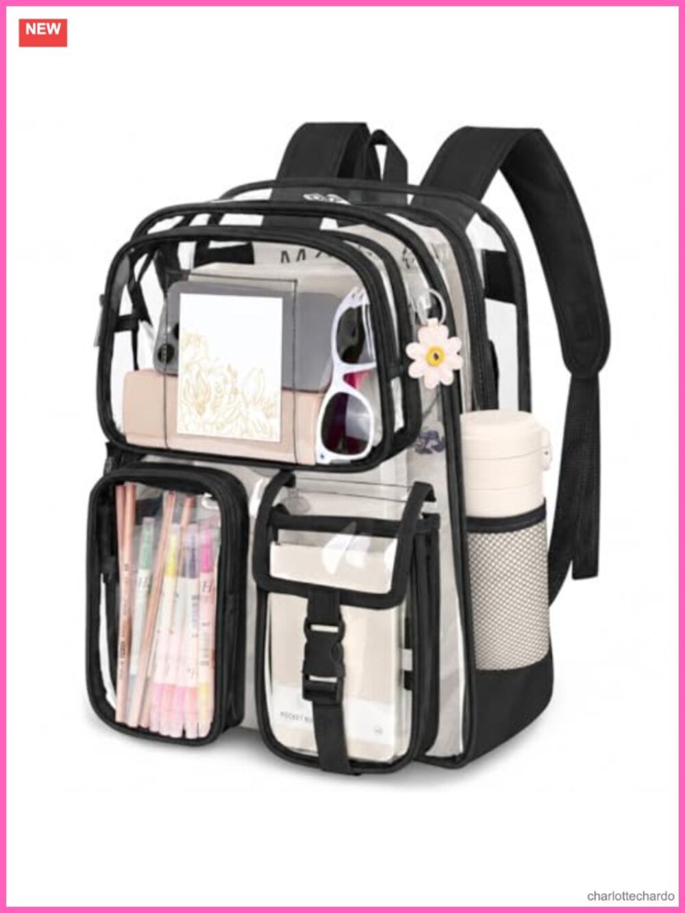Large Capacity Clear PVC Backpack for School, Stadium, Security Events